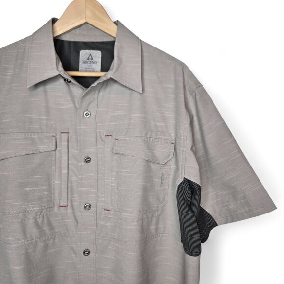 Ascend Cargo Tech Shirt Men's Heathered Vented Back Fishing Hiking Outdoor L - Picture 3 of 8